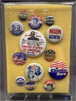 NICE LOT OF POLITICAL BUTTONS IN CASE