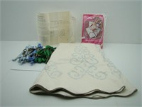 Round Tablecloth Cross Stitch Kit and Ribbon