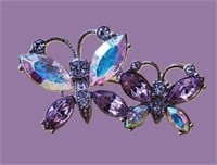 VINTAGE SIGNED AURORA BOREALIS CRYSTAL BUTTERFLY