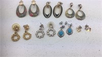 Seven Pairs of Dangle Pierced Earrings