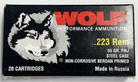New Box of 20 Wolf .223 Remington Steel Case