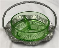 Vintage Glass & Metal 2 pc Candy Dish