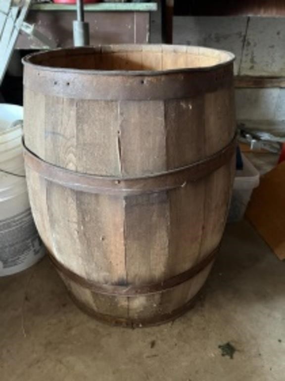 Old nail keg/barrel. Stands 24 inches tall and 1