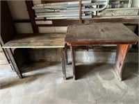 Two old wood work tables