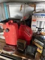 Gas cans, battery charger fishfinders. Turkey