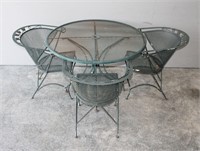 Wrought Iron Patio Table, 3 Chairs