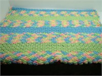 Crochet Baby Blanket  Afghan Green Blue Pink