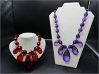 Joan Rivers Faceted Bead Necklaces Red & Purple