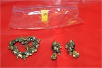 Broche and earring set- clip on--B