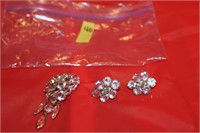 Broche and earring set- clip on--D