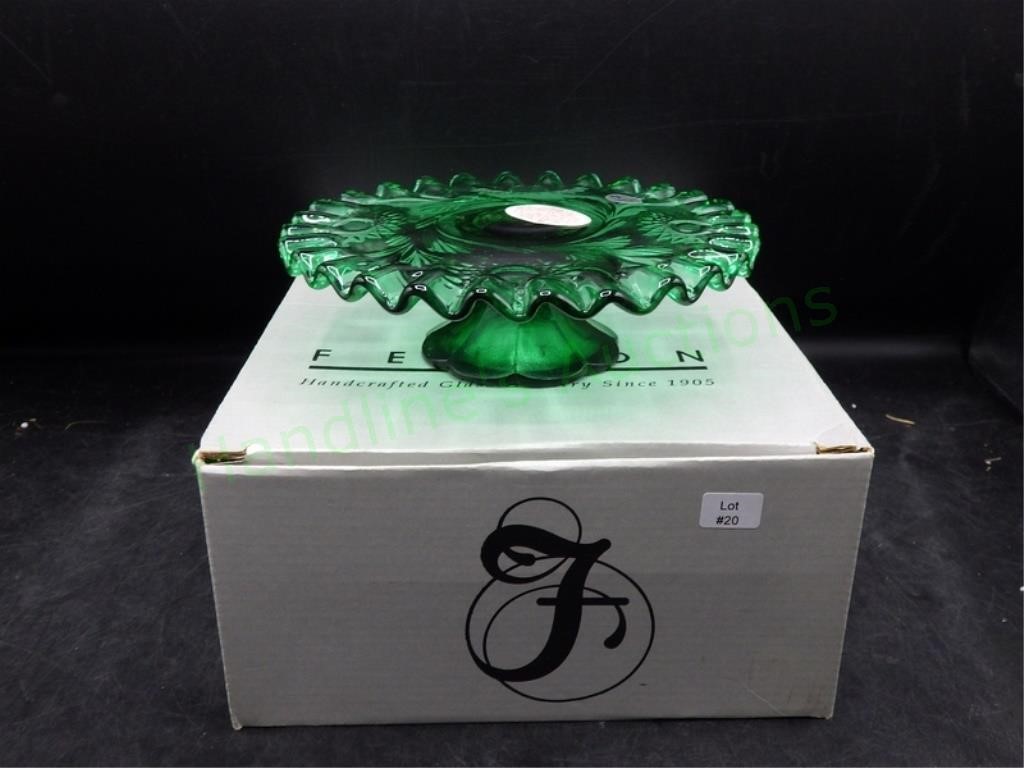 Fenton Emerald Green Candle Plate