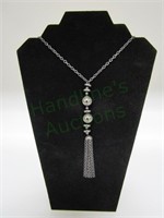 Joan Rivers Platinum Color Bead/Tassel Necklace
