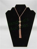 Joan Rivers Rose Gold Bead/Tassel Necklace