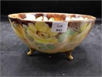 Vintage Hand Painted Porcelain Footed Bowl