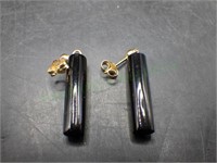 14K Black Dangle Post Earrings