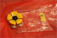 Yellow flower brooch