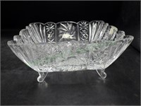 Vtg Cut Glass Avitra Crystal Footed Square Server