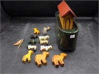Hand Crafted Noah's Ark & Animals