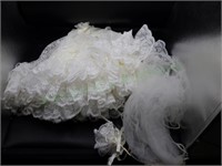Vintage Doll Wedding Dress, Veil & Bouquet