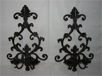 Set of 2 Ornate Heavy 25" Tall Sconces