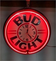 Neon Bud Light Advertising Clock