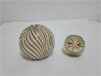 2 Glass Collectible Paperweights