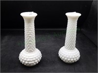 E.O. Brody White Hobnail Vases
