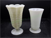 Vintage E.O. Brody Milkglass Vases x 2
