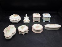 Porcelain Handpainted Trinket/Jewelry Boxes x 8