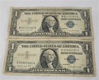 Two 1957 Silver Certificate $1 bills
