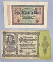 1922 & 1923 German Marks Notes