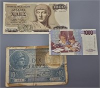 3 Pcs Foreign Paper Currency