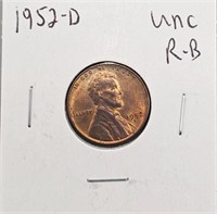 1952 D UNC RB Lincoln Wheat Cent