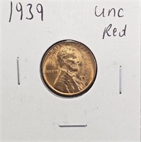 1939 Red UNC Lincoln Wheat Cent
