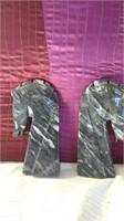 MARBLE HORSES GRAY BOOK ENDS PAIR
