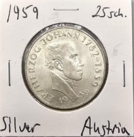1959 Austria Silver 25 Schillings