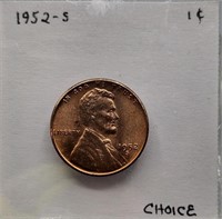 1952 S CHOICE Lincoln Wheat Cent
