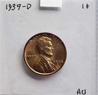 1939 D AU Lincoln Wheat Cent