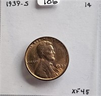 1939 S XF45 Lincoln Wheat Cent