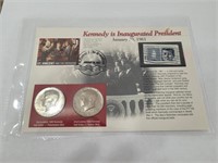 Uncirculated 1980 Kennedy Half Dollar & Stamp