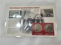 Uncirculated 1981 Kennedy Half Dollar & Stamp