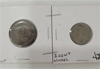2 Cent Piece & 3 Cent Nickel