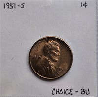 1951 S CHOICE BU Lincoln Wheat Cent