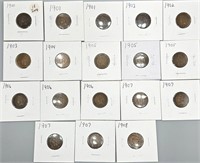 18 Pcs Diff Date Indian Head Cent