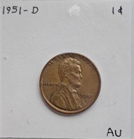 1951 D AU Lincoln Wheat Cent