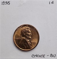 1955 CHOICE BU Lincoln Wheat Cent