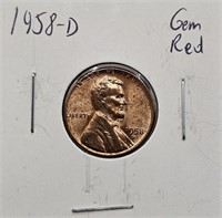 1958 D Gem Red Lincoln Wheat Cent