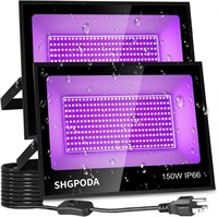 2-PACK SHGPODA 150W LED BLACK FLOOD LIGHT
