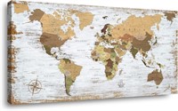YELLOW DECOR WORLD MAP CANVAS WALL ART