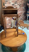 End Table and Wooden Horse Figurine
